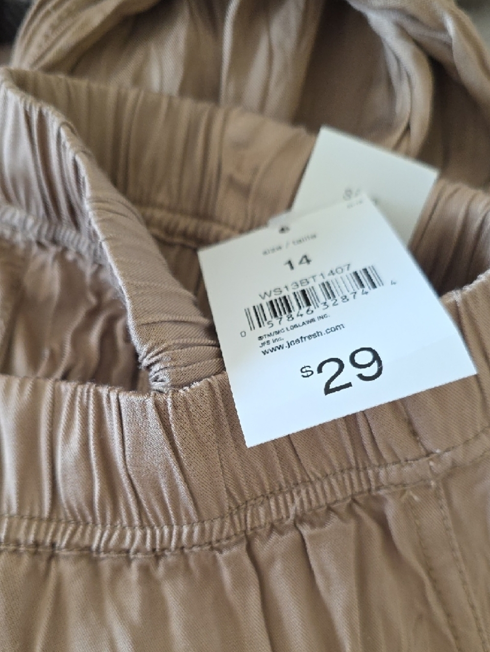Joe Fresh Light Brown Crinkle Drawstring Pants - Picture 2 of 2